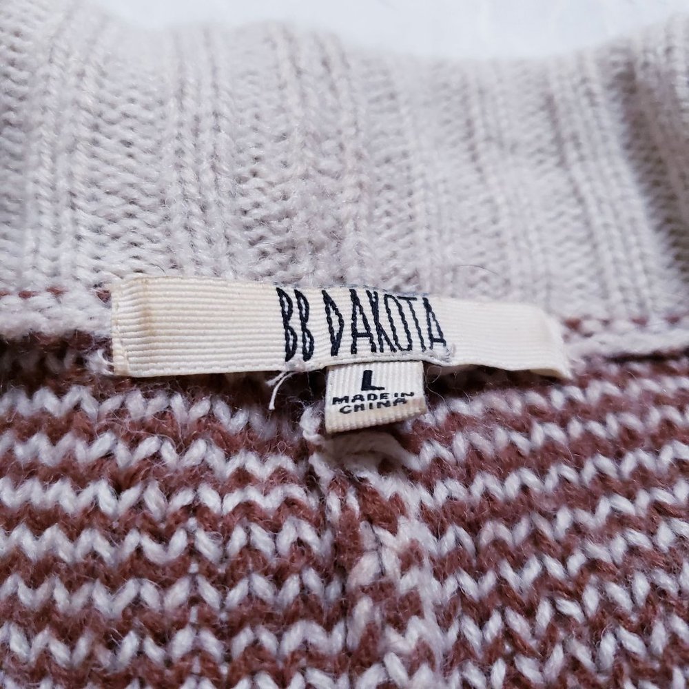 BB Dakota Wool Blend Brown White Knit Cardigan Southwest Aztec - Picture 6 of 8